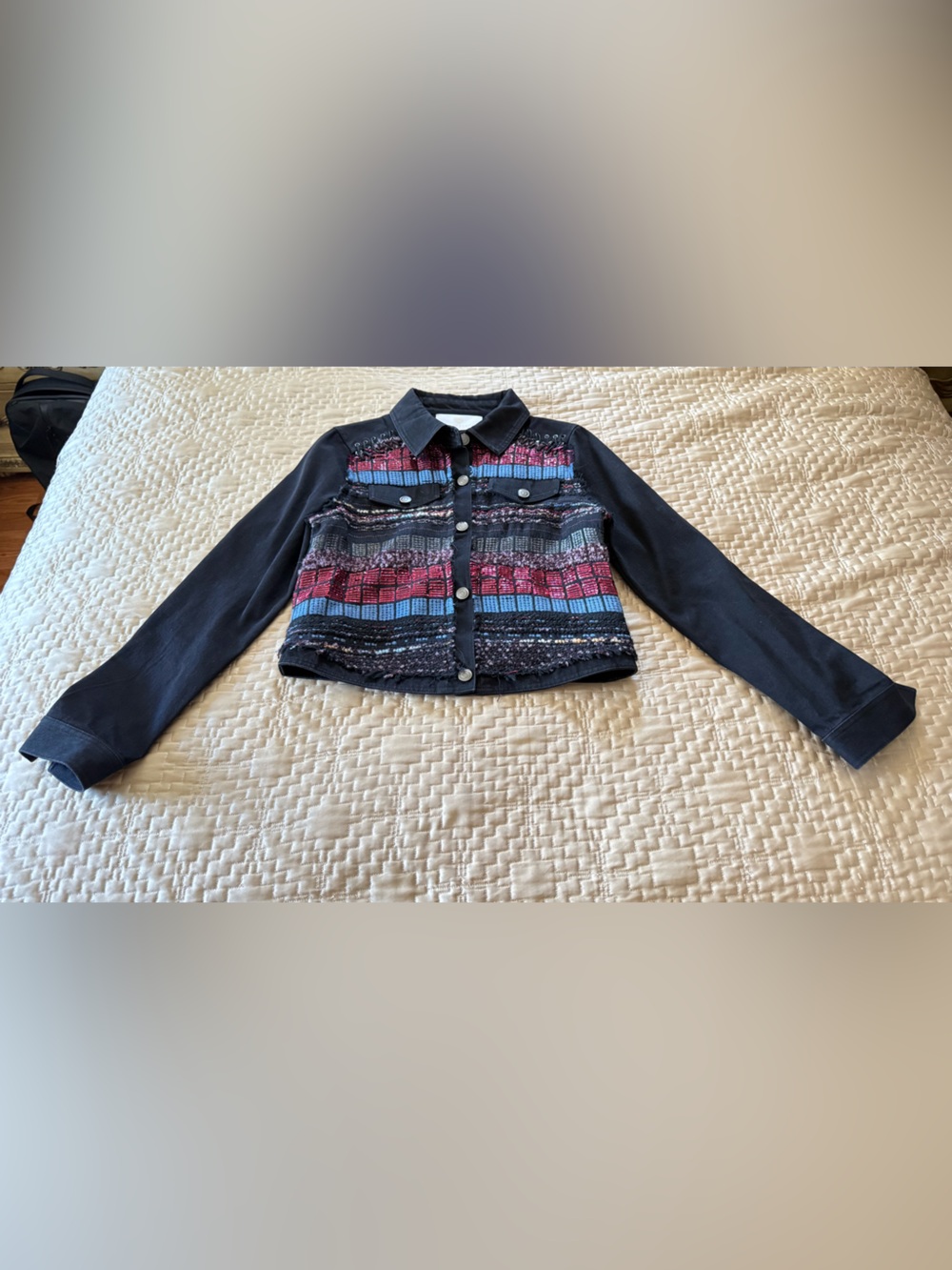Ramy Brook Landon Tweed-Paneled Truckers Jacket
